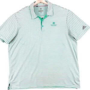 Adidas Golf Polo Shirt Mens‎ 2XL Green Stripe Wells Fargo Championship Stretch